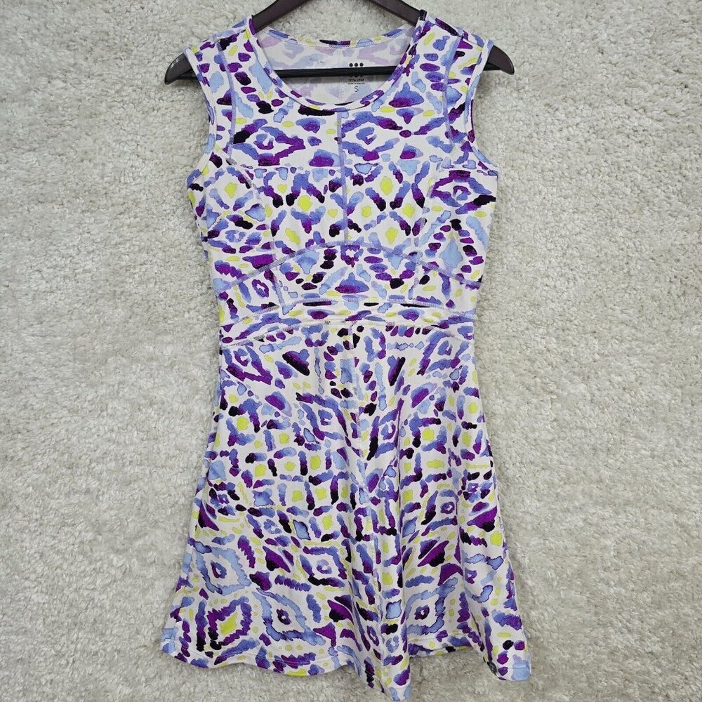 Title Nine Dream Dress Womens Small Purple Yellow Abstract Leopard Print Boho